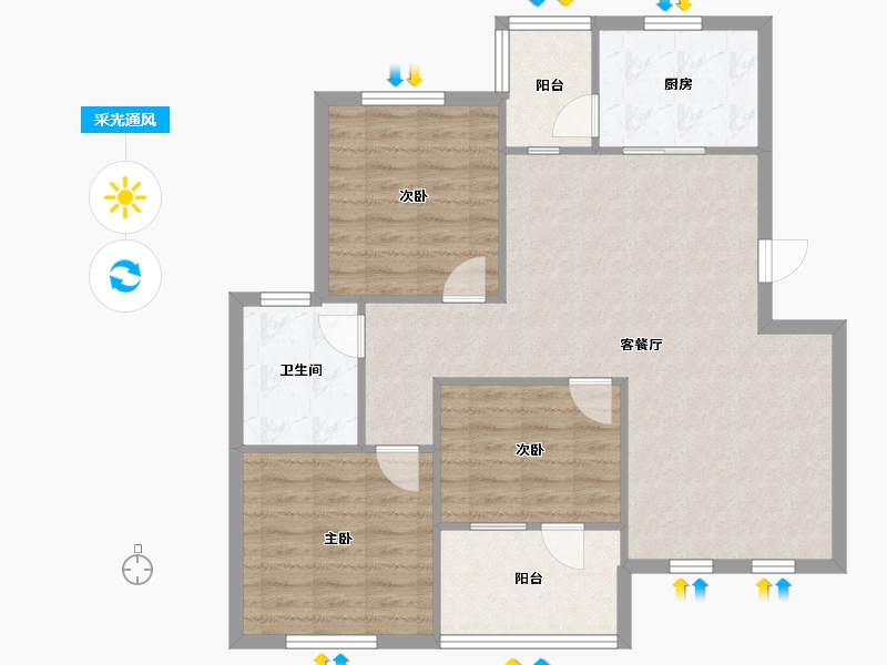 山东省-临沂市-香樟园-89.00-户型库-采光通风