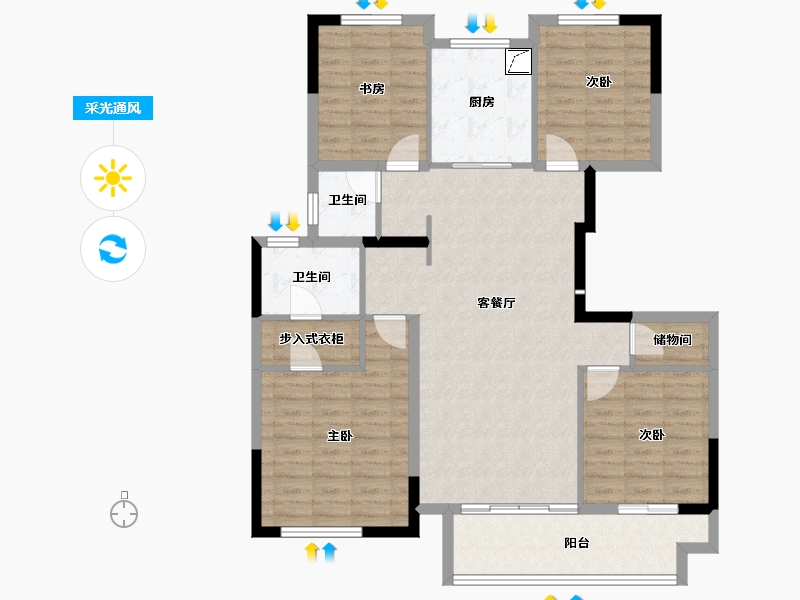 江苏省-镇江市-中南君悦府·熙悦-108.90-户型库-采光通风