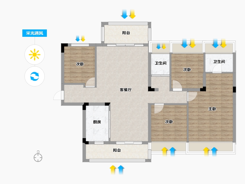 湖南省-邵阳市-隆回碧桂园-118.00-户型库-采光通风