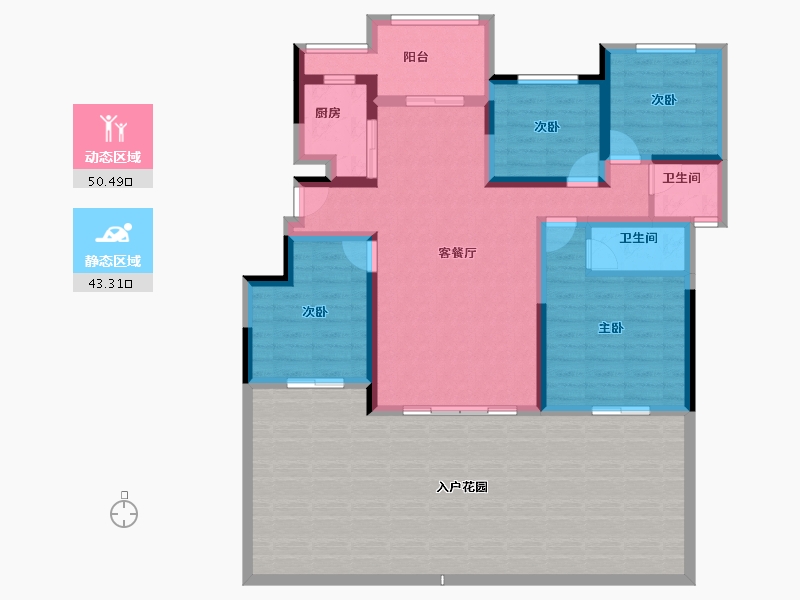 陕西省-西安市-龙发天泉湾-128.80-户型库-动静分区