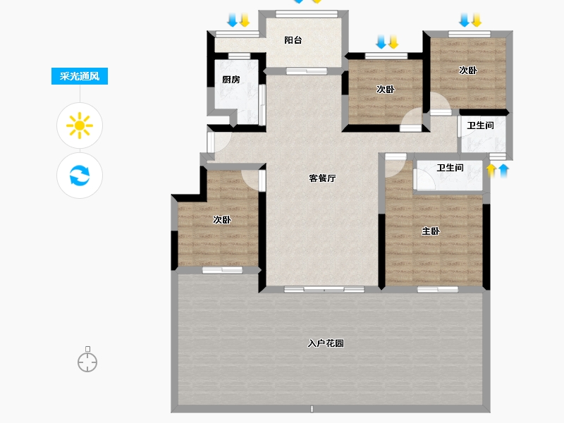 陕西省-西安市-龙发天泉湾-128.80-户型库-采光通风