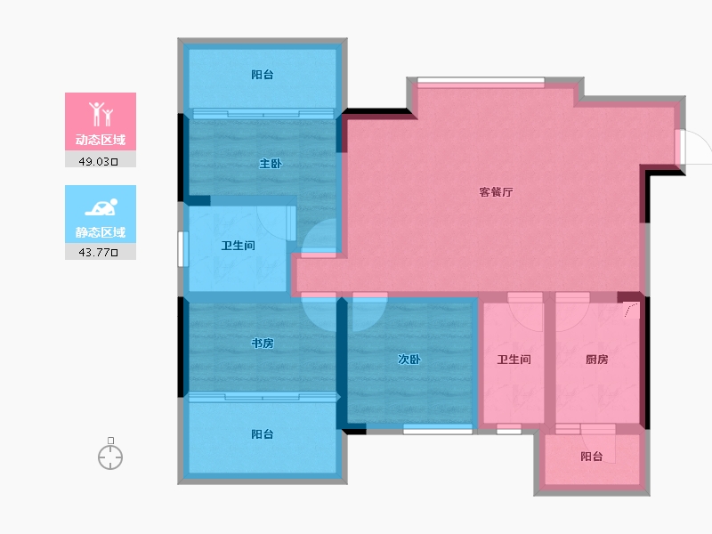 山东省-济南市-甜城国际社区-81.64-户型库-动静分区