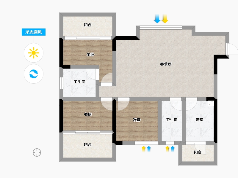 山东省-济南市-甜城国际社区-81.64-户型库-采光通风