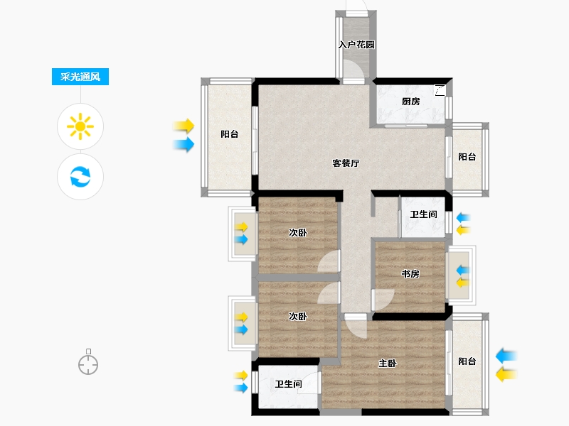 广西壮族自治区-南宁市-龙庭水岸-90.00-户型库-采光通风