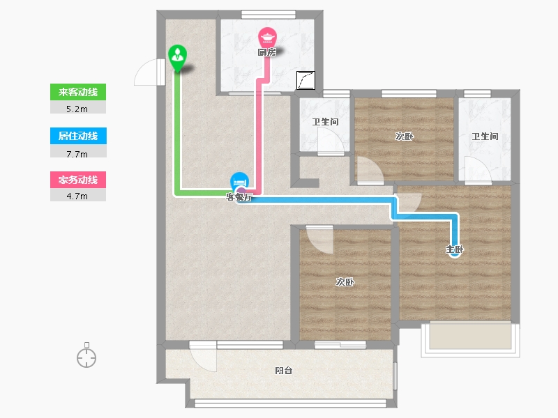 山东省-青岛市-蔚蓝天地-84.60-户型库-动静线