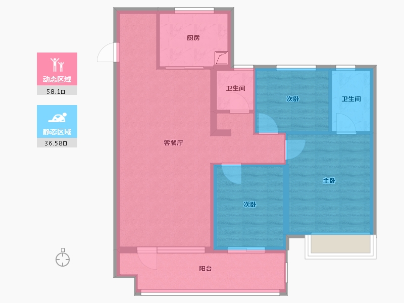 山东省-青岛市-蔚蓝天地-84.60-户型库-动静分区