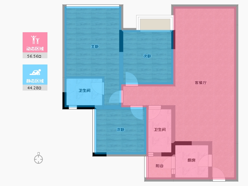 山东省-济南市-甜城国际社区-89.25-户型库-动静分区