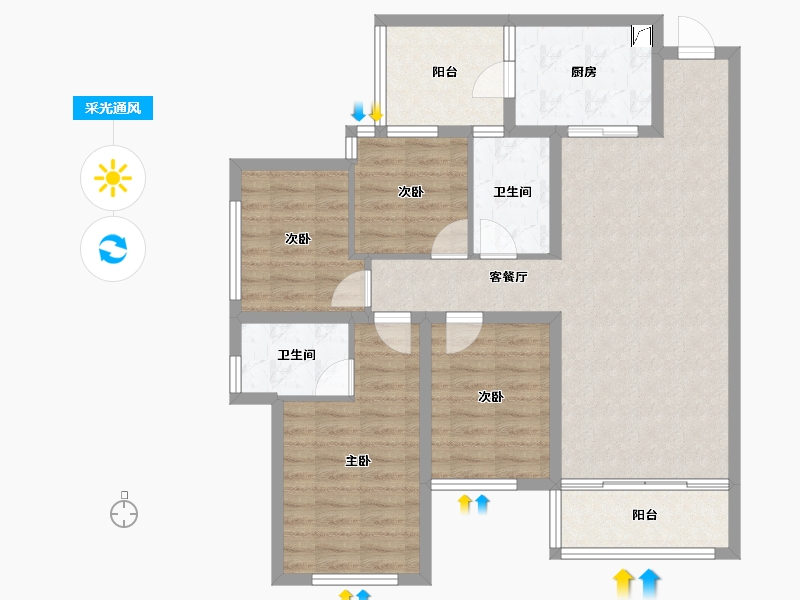 四川省-眉山市-滨江睿城-95.57-户型库-采光通风