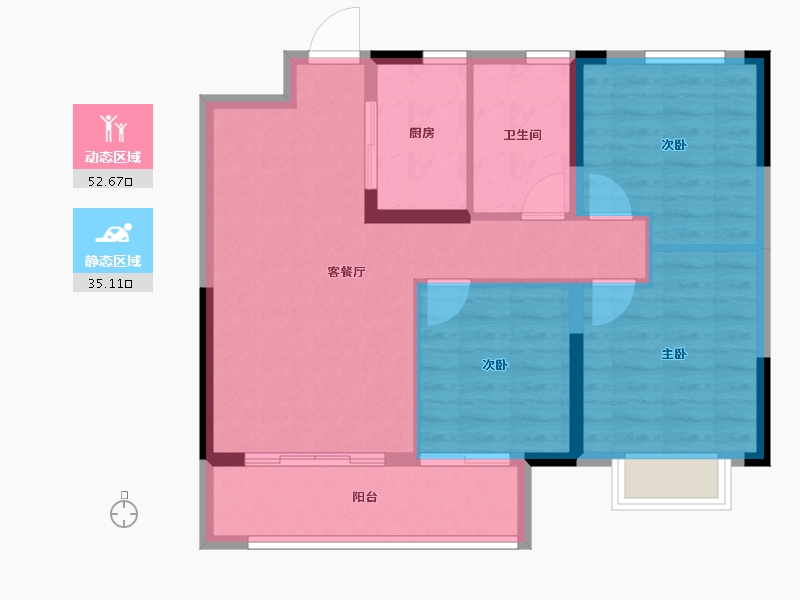 山东省-淄博市-中南高科创智花园-79.20-户型库-动静分区