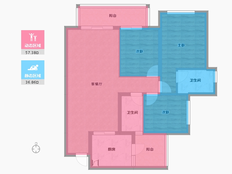 四川省-眉山市-滨江睿城-83.92-户型库-动静分区