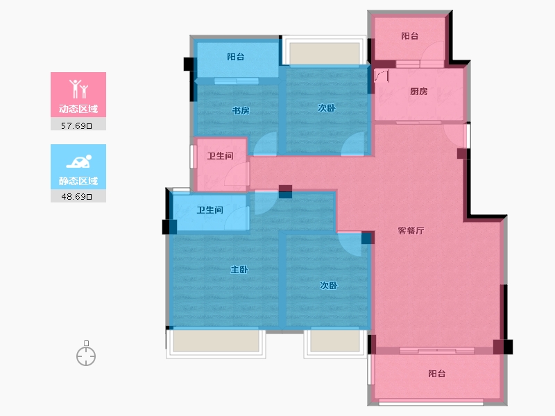 重庆-重庆市-澳海御江苑-94.12-户型库-动静分区