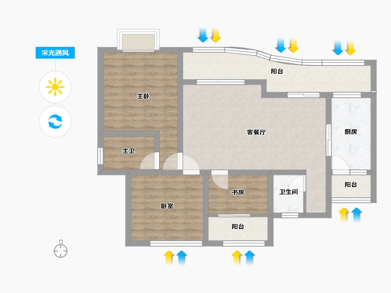 四川省-成都市-恒合时代城-86.74-户型库-采光通风