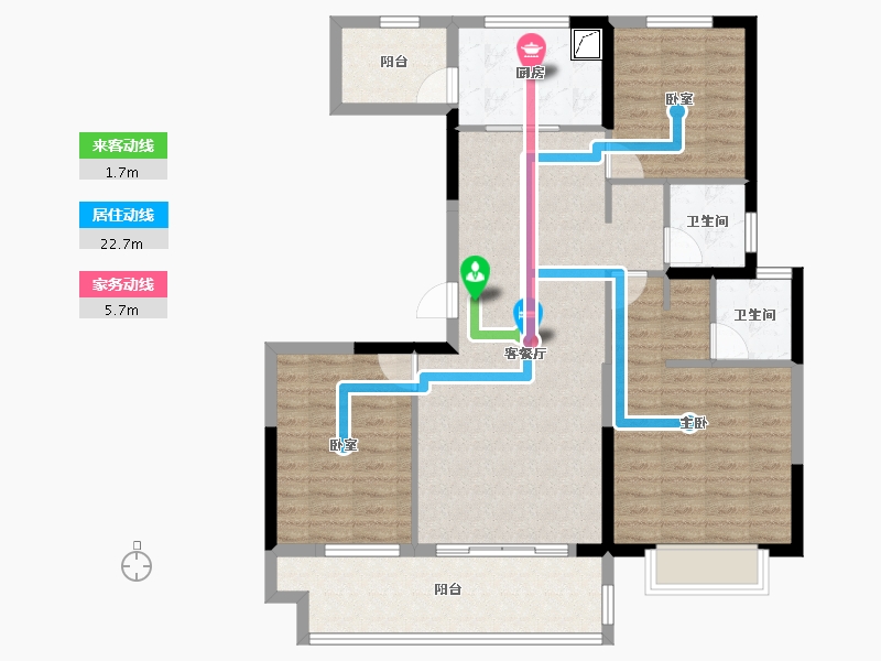 江苏省-盐城市-金科集美望湖公馆-104.00-户型库-动静线