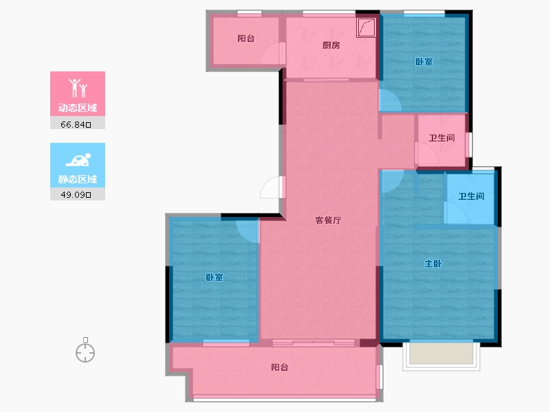 江苏省-盐城市-金科集美望湖公馆-104.00-户型库-动静分区