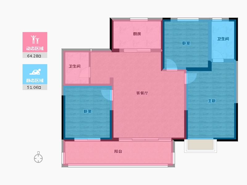 河南省-洛阳市-建业滨河珑府-104.08-户型库-动静分区