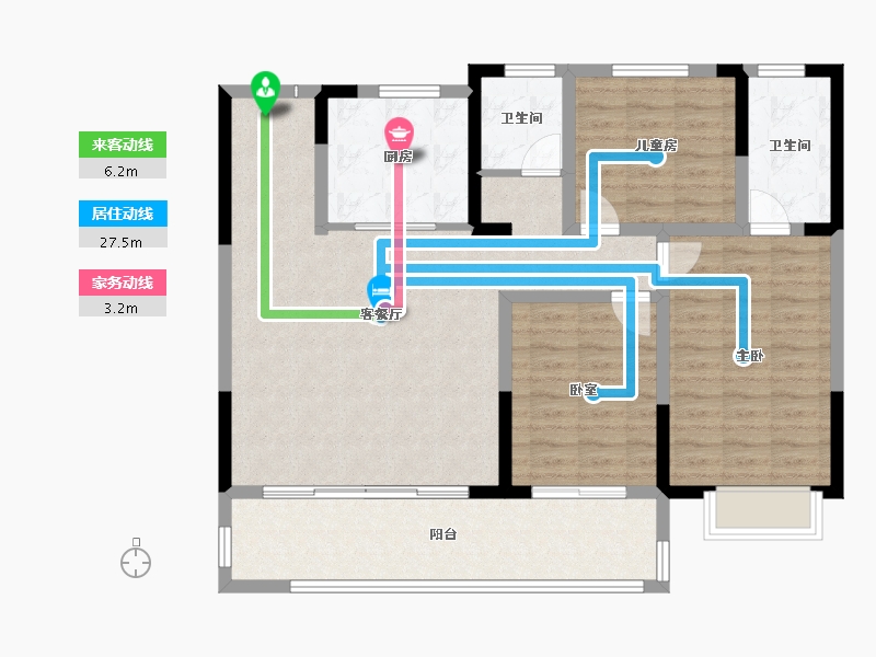 河南省-洛阳市-建业滨河珑府-105.70-户型库-动静线