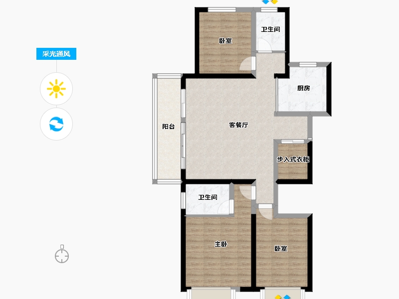 河南省-洛阳市-建业滨河珑府-102.41-户型库-采光通风