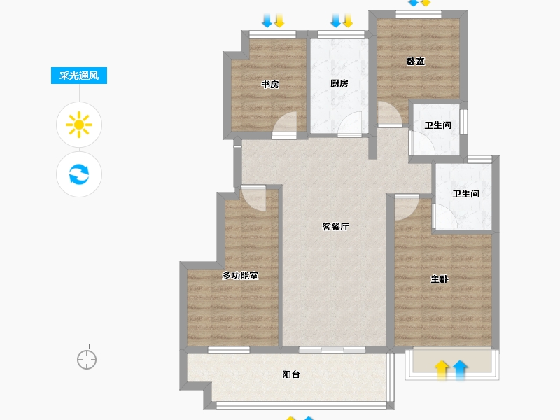 安徽省-阜阳市-锦天禧悦江山-86.40-户型库-采光通风