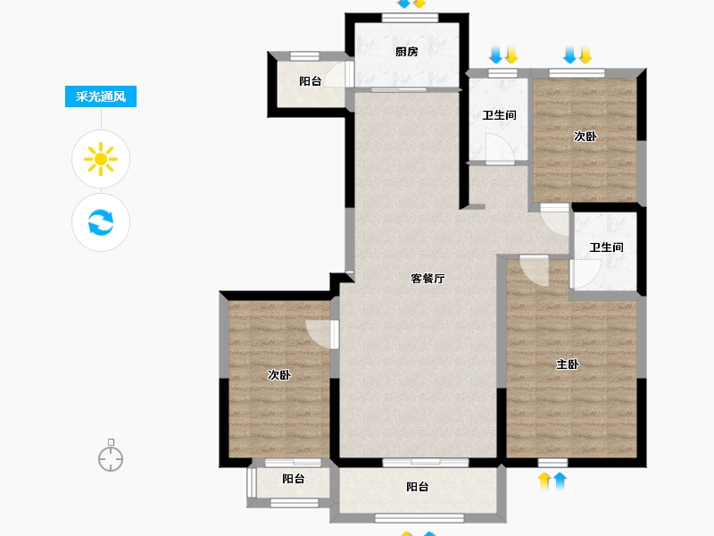 宁夏回族自治区-银川市-金地花园-116.00-户型库-采光通风