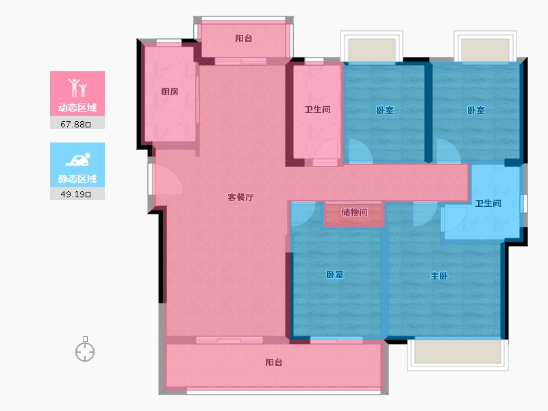 湖南省-湘潭市-湘江富力城-104.75-户型库-动静分区