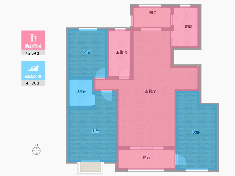 新疆维吾尔自治区-伊犁哈萨克自治州-印象江南-98.03-户型库-动静分区