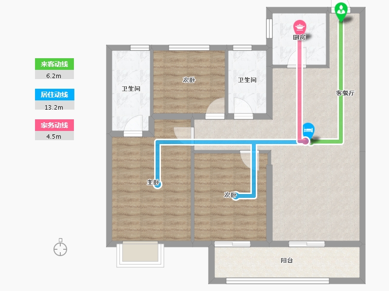 山东省-菏泽市-龙翔中央悦府-91.77-户型库-动静线