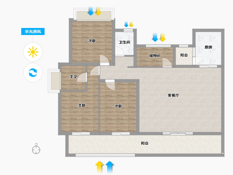 四川省-成都市-恒合时代城-121.18-户型库-采光通风