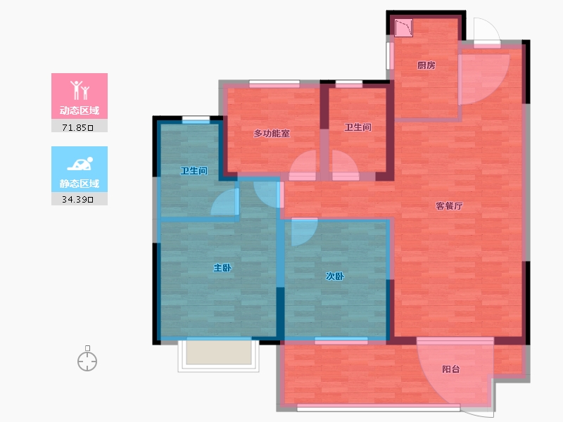 安徽省-蚌埠市-文德江山府-91.29-户型库-动静分区