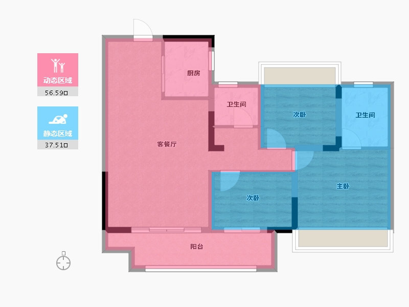 安徽省-阜阳市-建业徽创新筑-84.00-户型库-动静分区