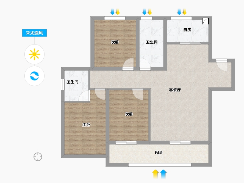 山东省-菏泽市-金府大院-91.06-户型库-采光通风