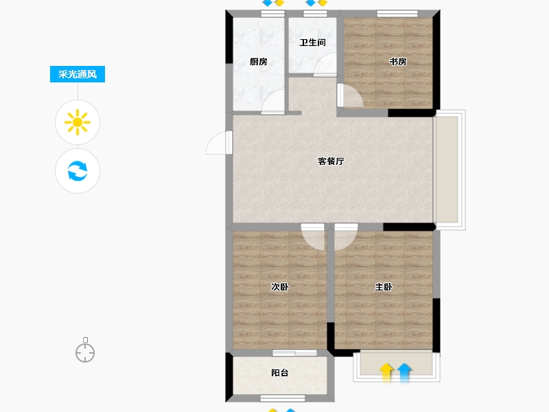 安徽省-淮北市-傲景观澜-74.05-户型库-采光通风