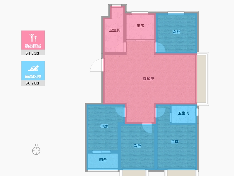 山东省-淄博市-柳泉悦府-95.99-户型库-动静分区