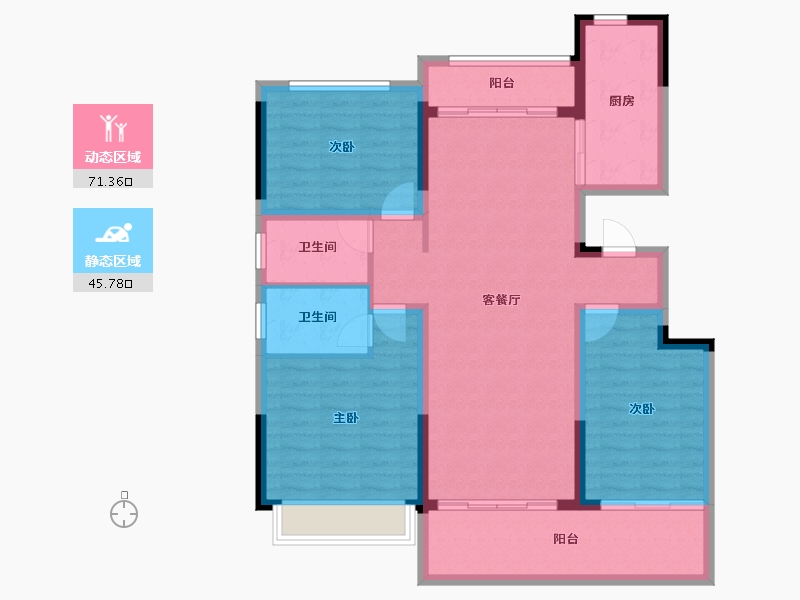 安徽省-铜陵市-金大地珑璋台-105.42-户型库-动静分区