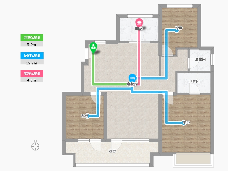 山东省-青岛市-蔚蓝天地-89.60-户型库-动静线