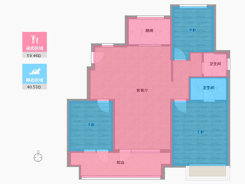 山东省-青岛市-蔚蓝天地-89.60-户型库-动静分区