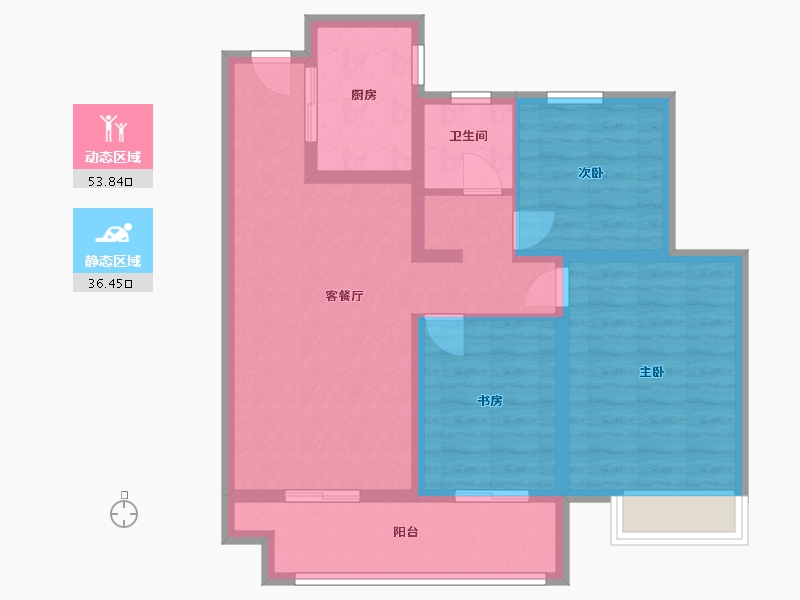 山东省-泰安市-恒地玺悦-80.00-户型库-动静分区