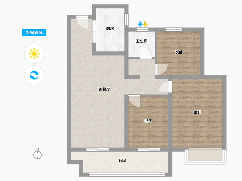 山东省-泰安市-恒地玺悦-80.00-户型库-采光通风