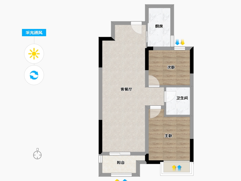 安徽省-淮北市-傲景观澜-58.04-户型库-采光通风