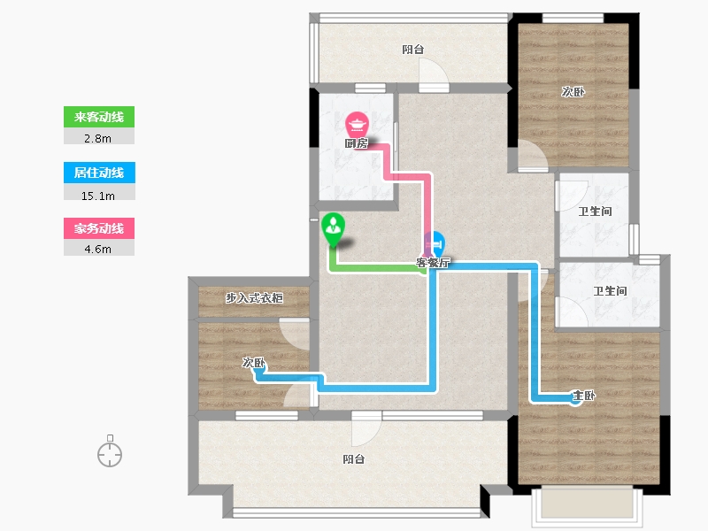 山东省-烟台市-名门福邸-111.42-户型库-动静线