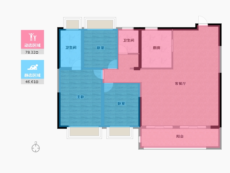 江苏省-盐城市-万科悦达聚珑东方-113.60-户型库-动静分区