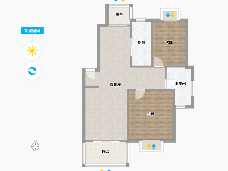 江苏省-镇江市-国际花园-80.77-户型库-采光通风