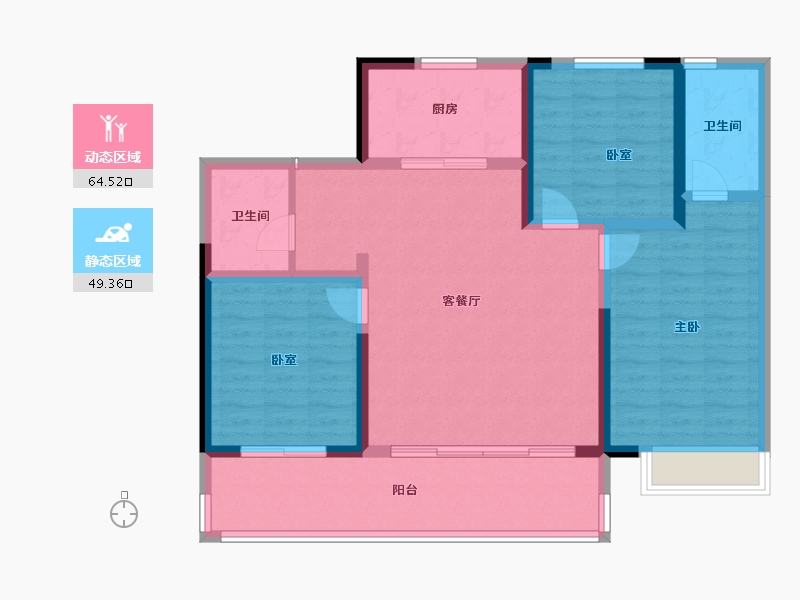 河南省-洛阳市-建业滨河珑府-102.67-户型库-动静分区