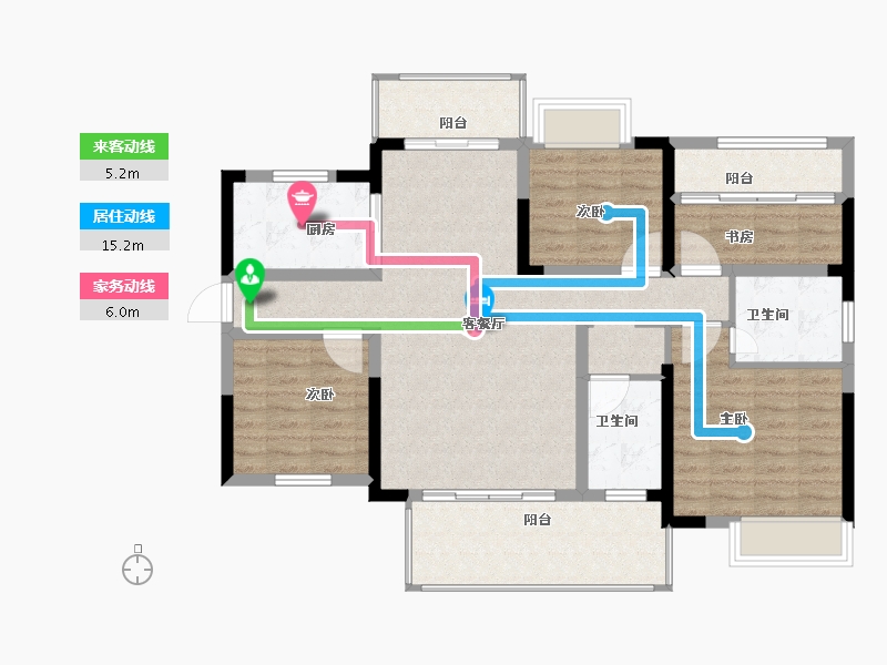 湖南省-郴州市-湖南建工东玺台-104.87-户型库-动静线