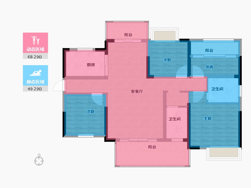 湖南省-郴州市-湖南建工东玺台-104.87-户型库-动静分区