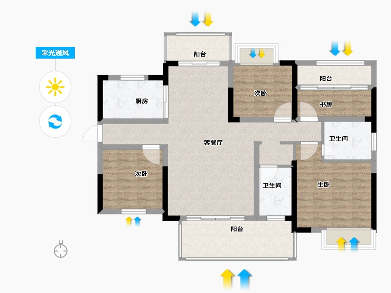 湖南省-郴州市-湖南建工东玺台-104.87-户型库-采光通风