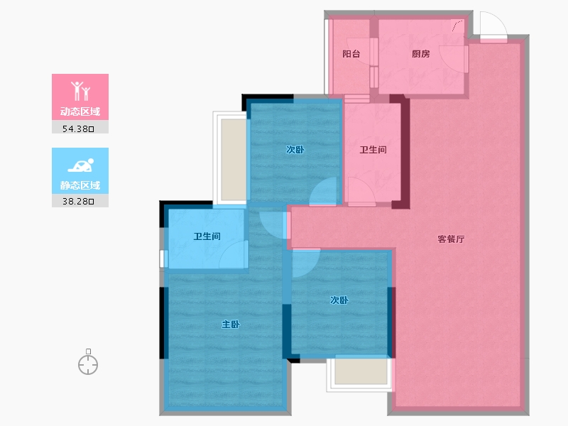 山东省-济南市-甜城国际社区-82.50-户型库-动静分区