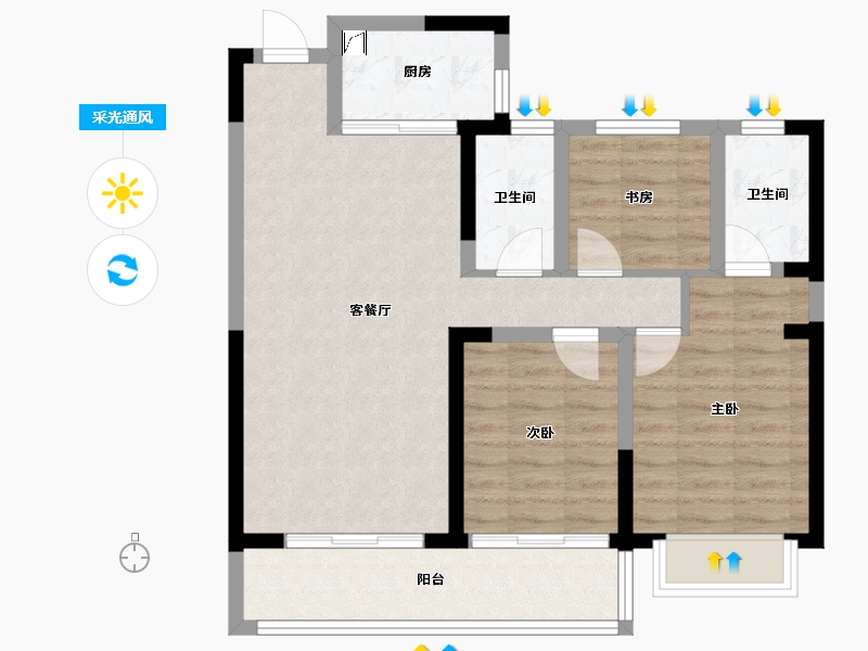 安徽省-铜陵市-金大地珑璋台-78.08-户型库-采光通风