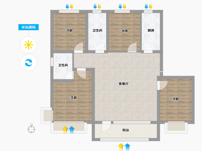 河北省-唐山市-国茂府-110.00-户型库-采光通风