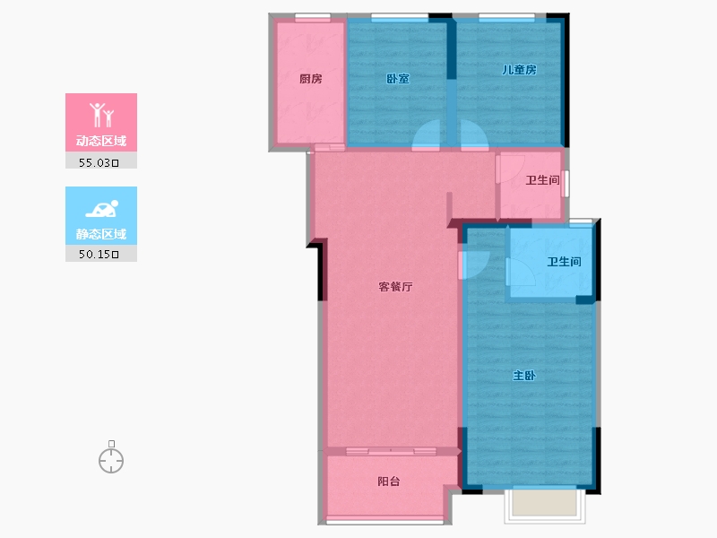 河南省-洛阳市-建业滨河珑府-94.45-户型库-动静分区