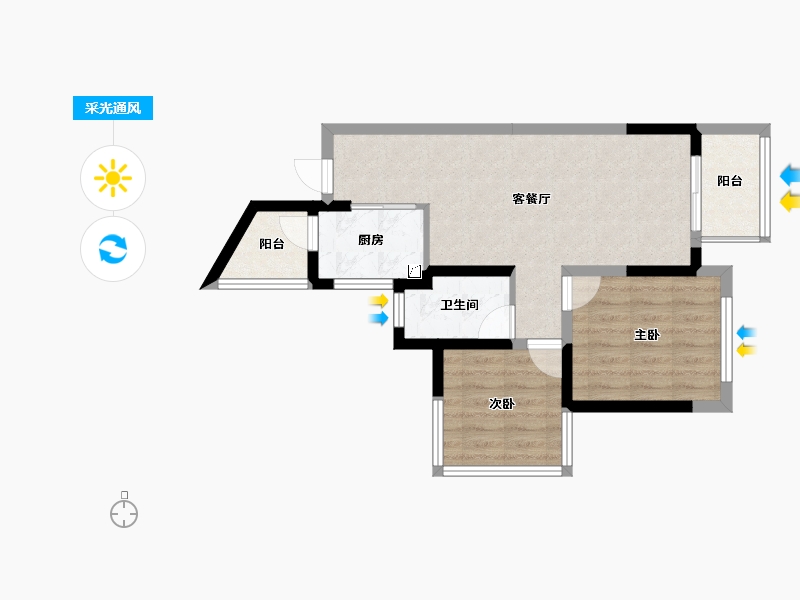 四川省-眉山市-天府玖龙郡-56.03-户型库-采光通风